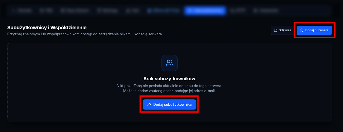 Kliknij przycisk "Dodaj subużytkownika"